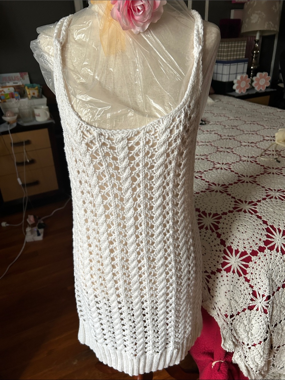 White Crochet Tank Top